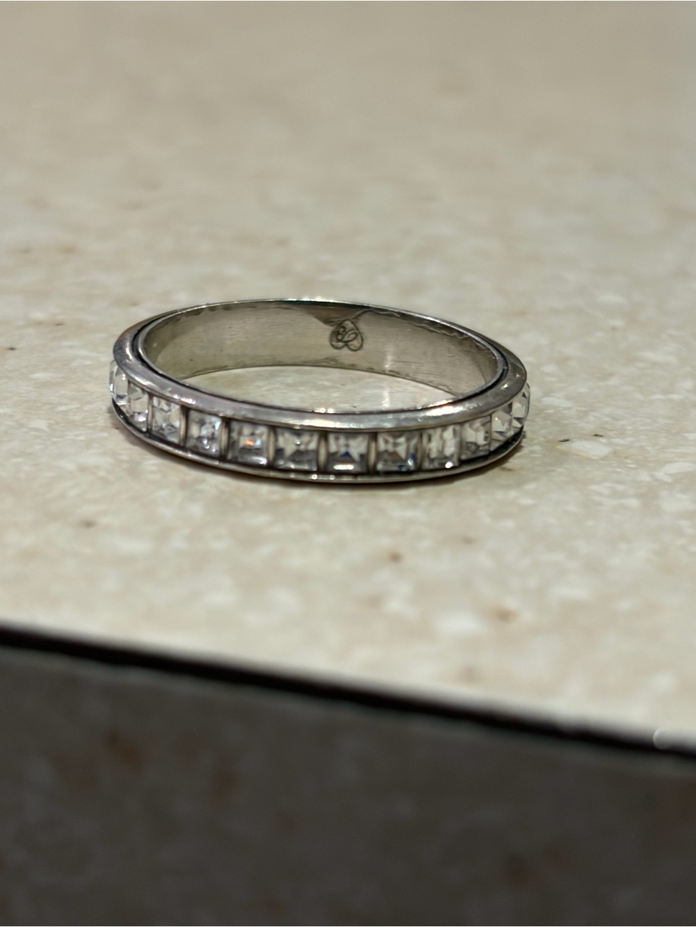 Brighton Silver Band with Clear Channel-Set Stones